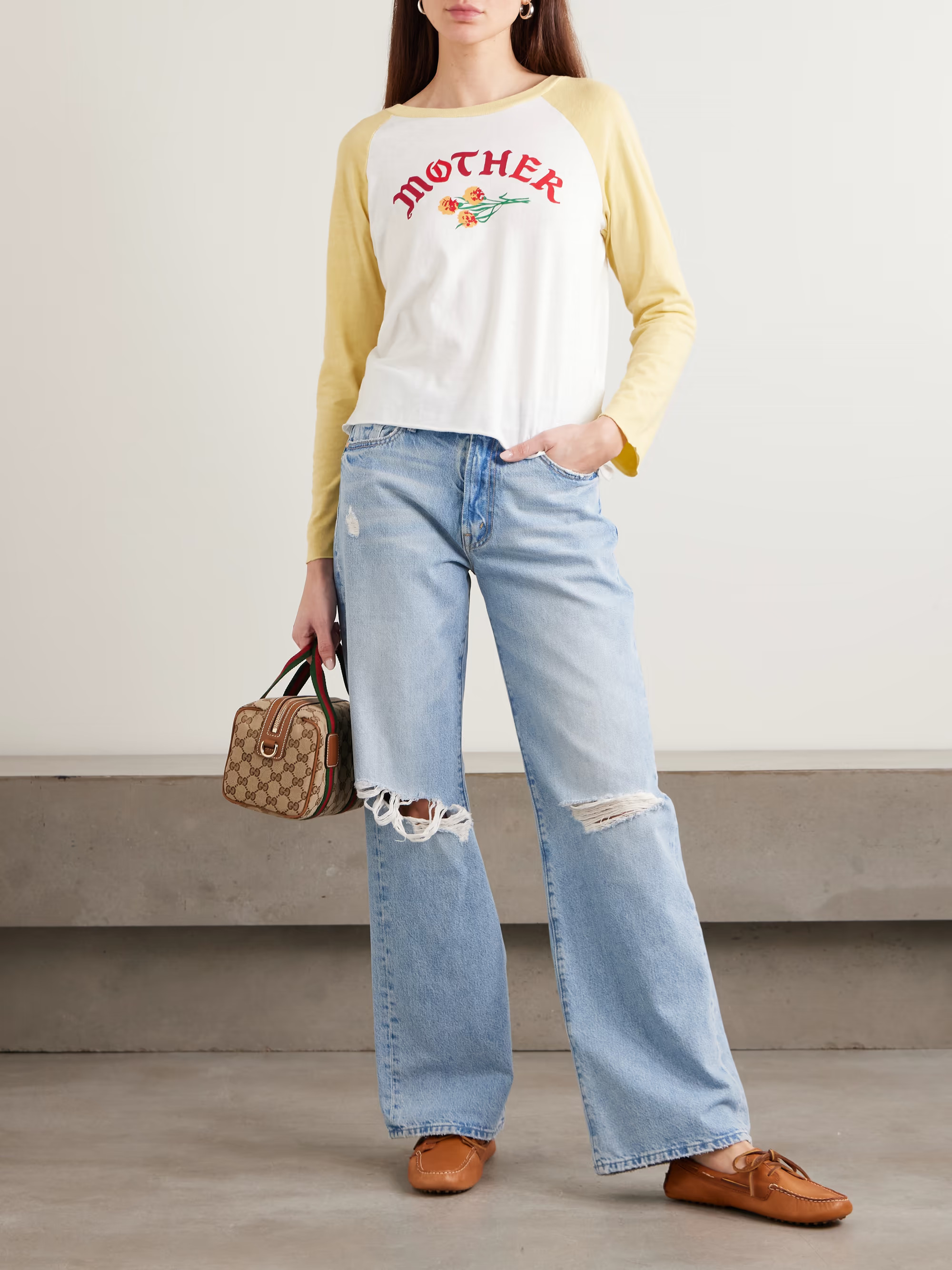 MOTHER The Mid Rise Maven Sneak distressed straight-leg jeans | NET-A-PORTER APAC
