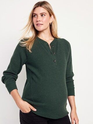 Maternity Waffle Knit Henley Top | Old Navy (US)