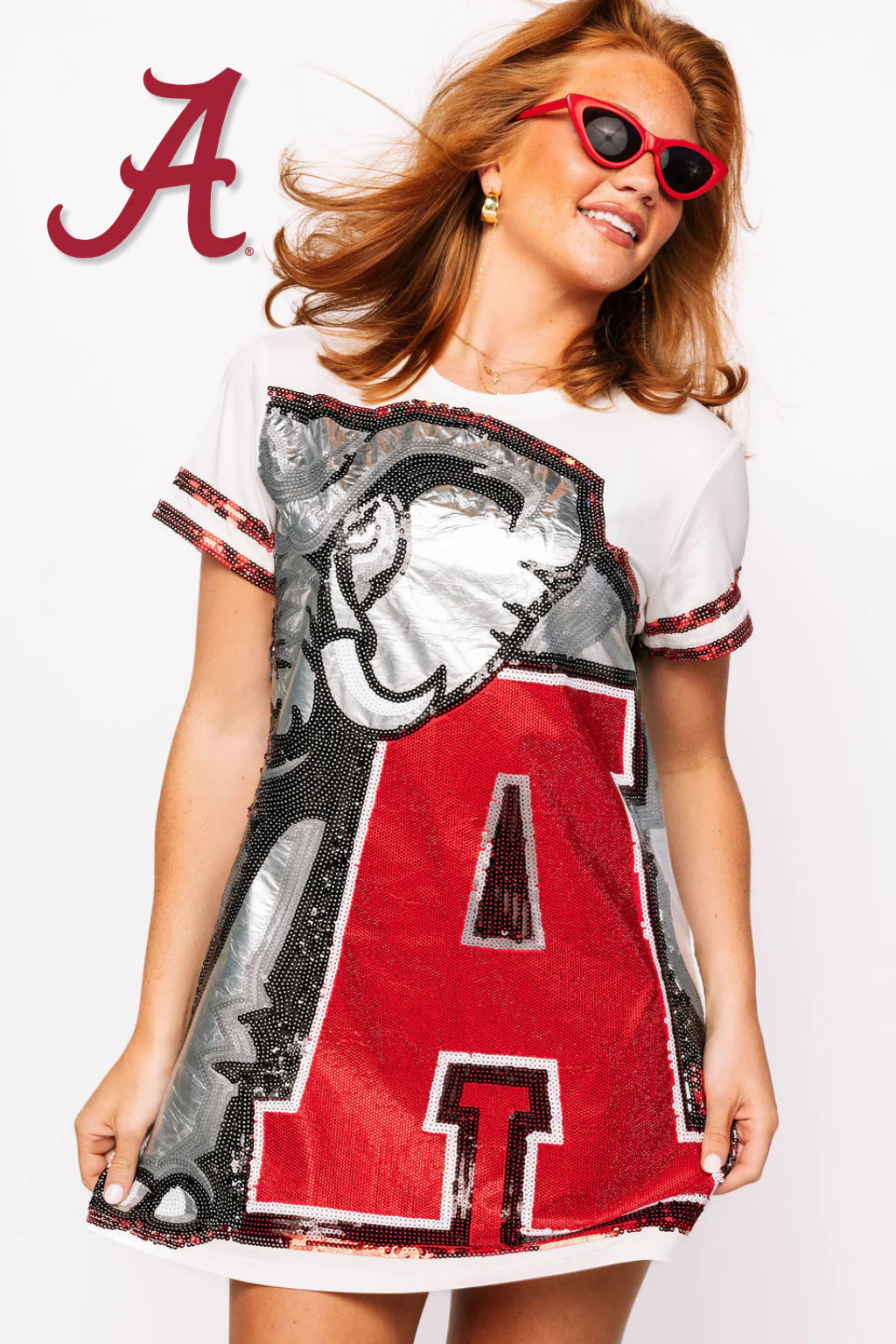 Licensed Alabama Oversized Mascot Tee Dress | Queen of Sparkles