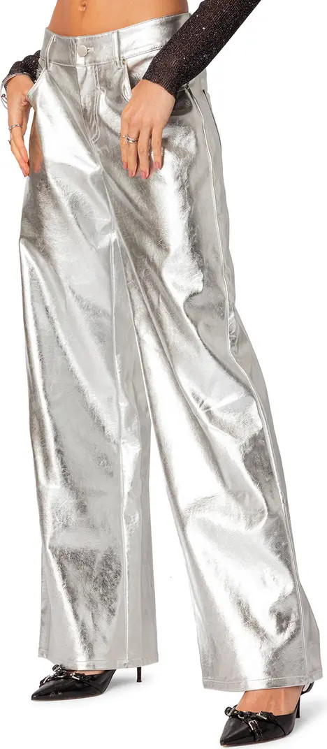 Kim Metallic Faux Leather Pants | Nordstrom