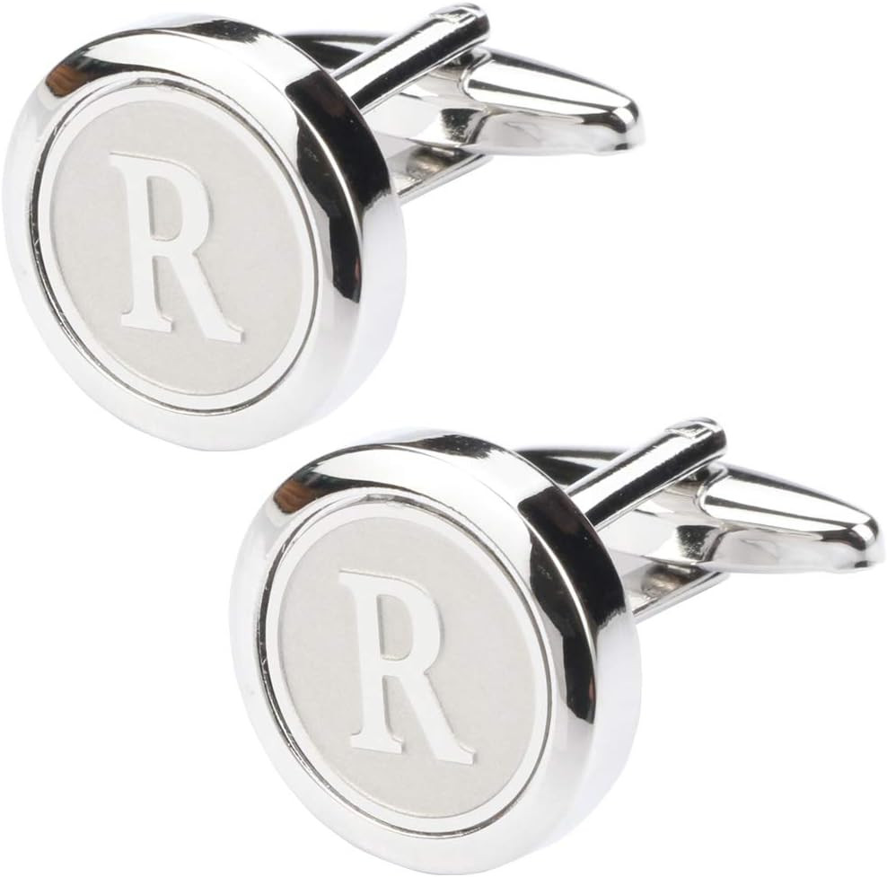 Mens Classic Stainless Steel Initial Cufflinks 26 Alphabet Initial Letter Cufflinks Business Wedding Shirts A-Z | Amazon (US)