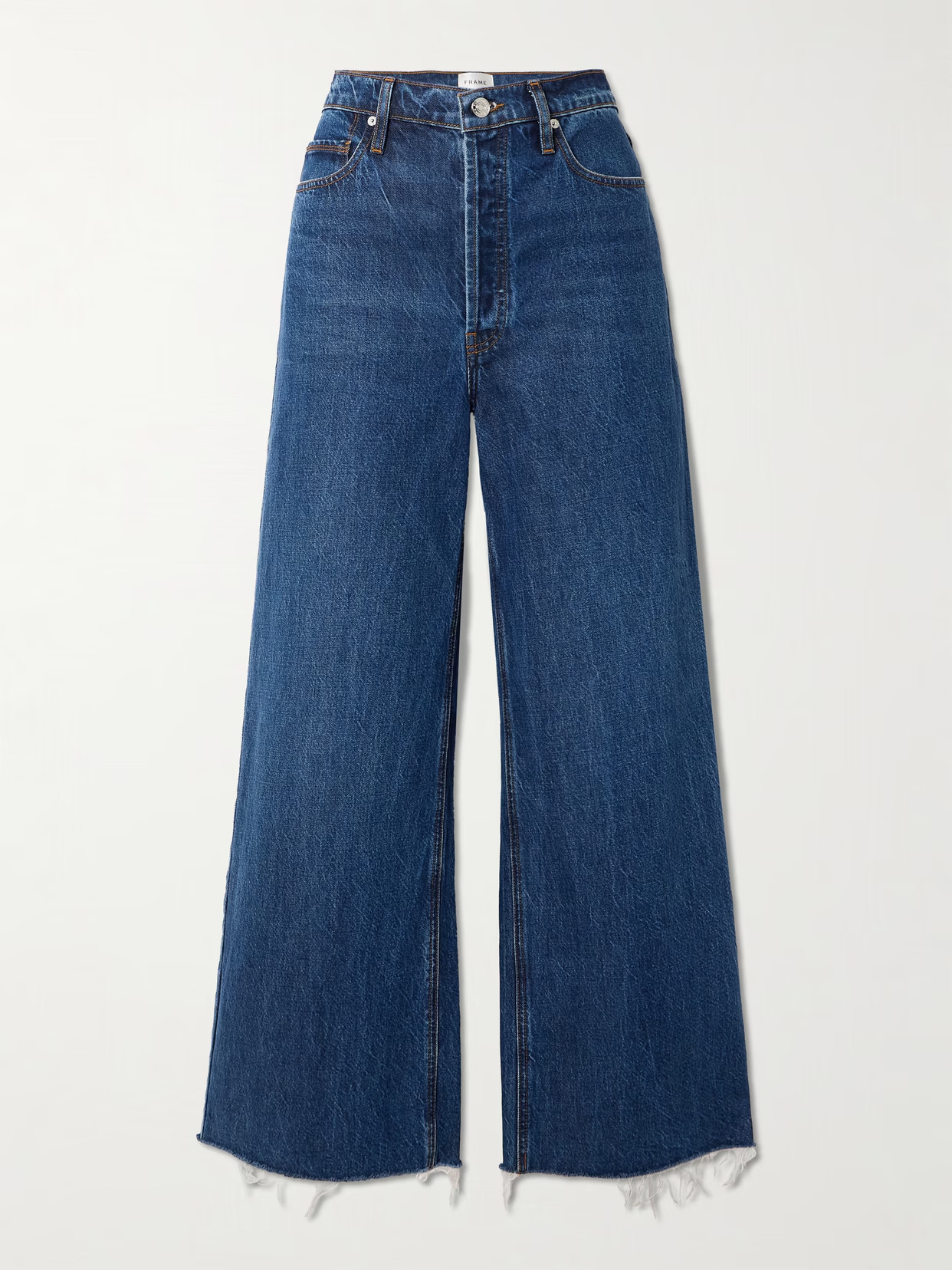 FRAME - Le Low Baggy Distressed High-rise Wide-leg Organic Jeans - Blue | NET-A-PORTER (US)