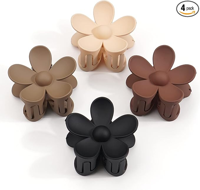 JOYOYO 4 Pcs Flower Hair Clips Natural Colors Matte Plastic Clips Lightweight Hair Claw Clips for... | Amazon (UK)