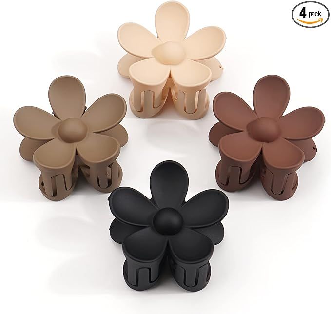 JOYOYO 4 Pcs Flower Hair Clips Natural Colors Matte Plastic Clips Lightweight Hair Claw Clips for... | Amazon (UK)