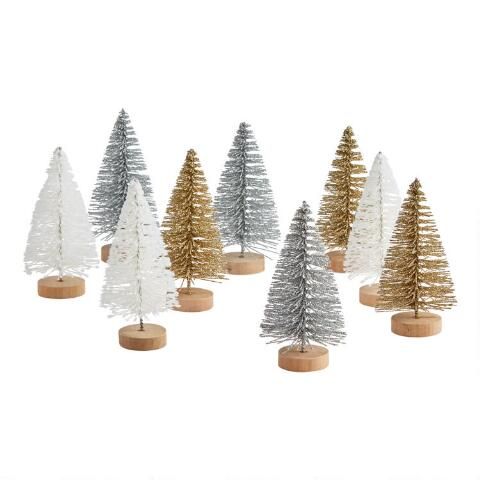 3 Pack Winter Bottlebrush Trees Set of 3 | World Market