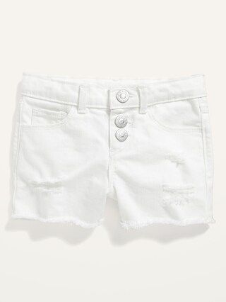 Snap-Fly Frayed-Hem White Jean Shorts for Toddler Girls | Old Navy (US)