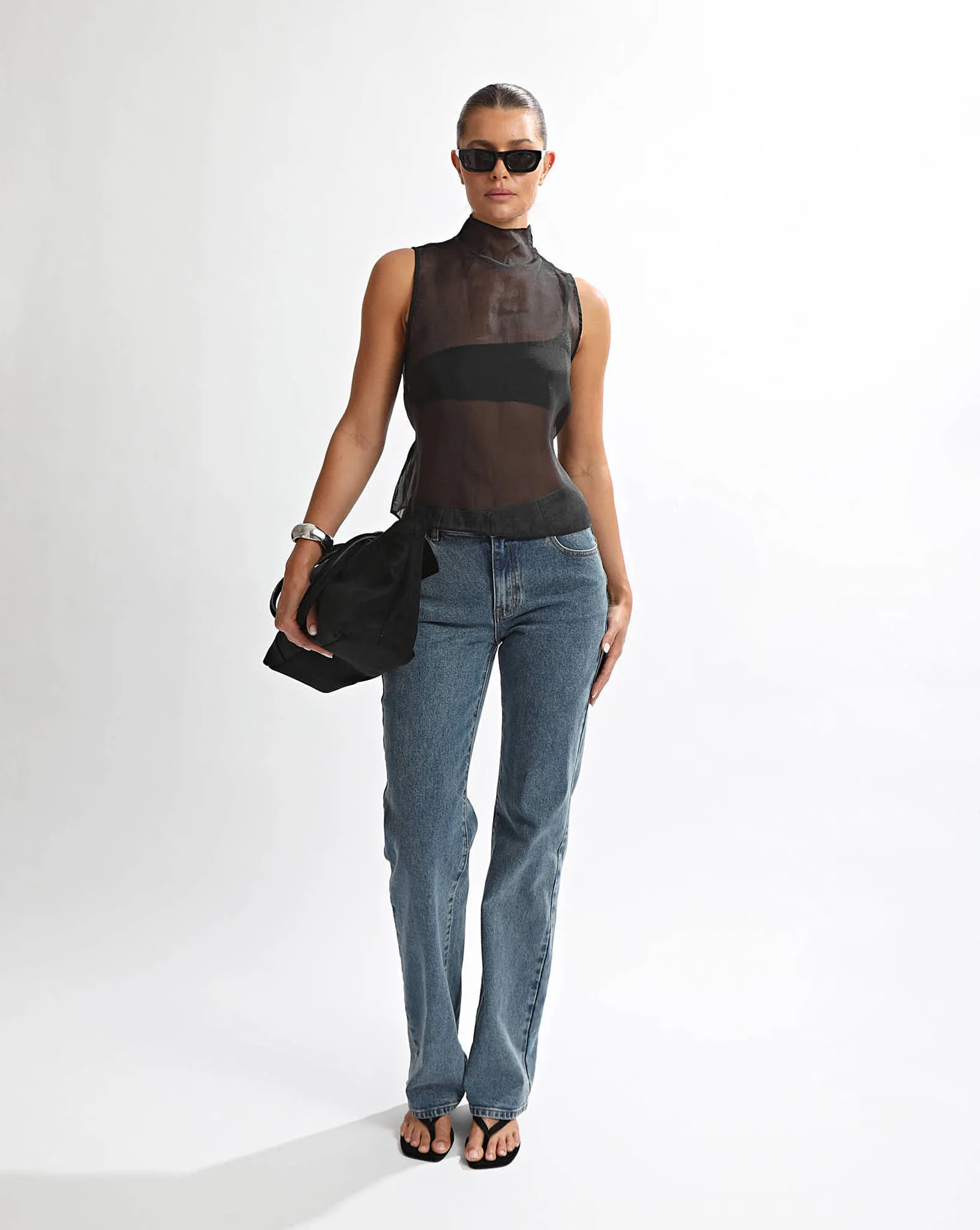 Tahlia Sheer Top Black | One Mile