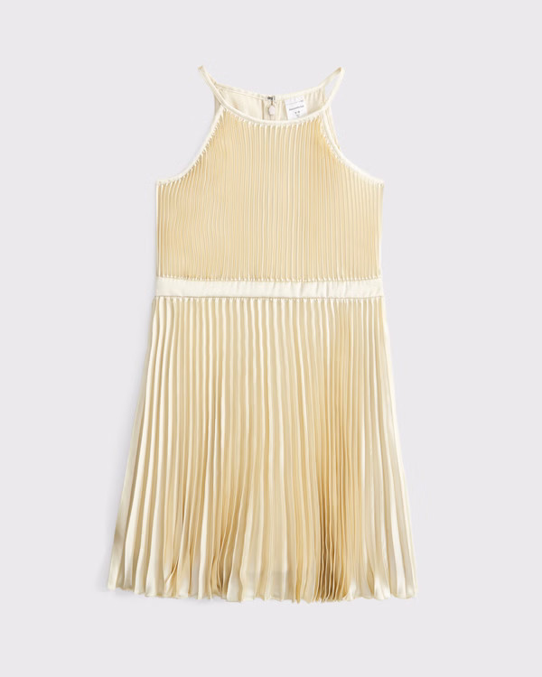 girls the a&f giselle pleated high-neck mini dress | girls dresses & rompers | Abercrombie.com | Abercrombie & Fitch (US)