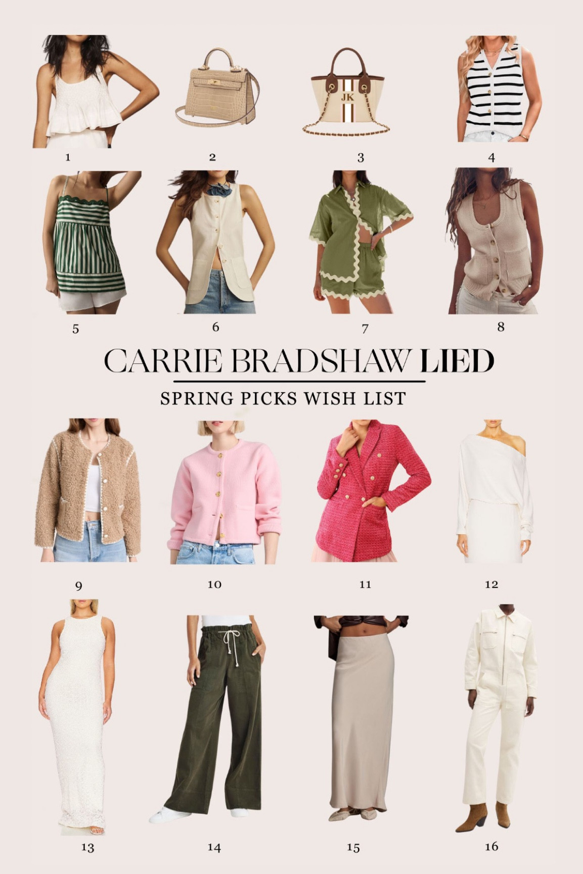 Spring picks wish list - full of creams, pinks and greens. 😍