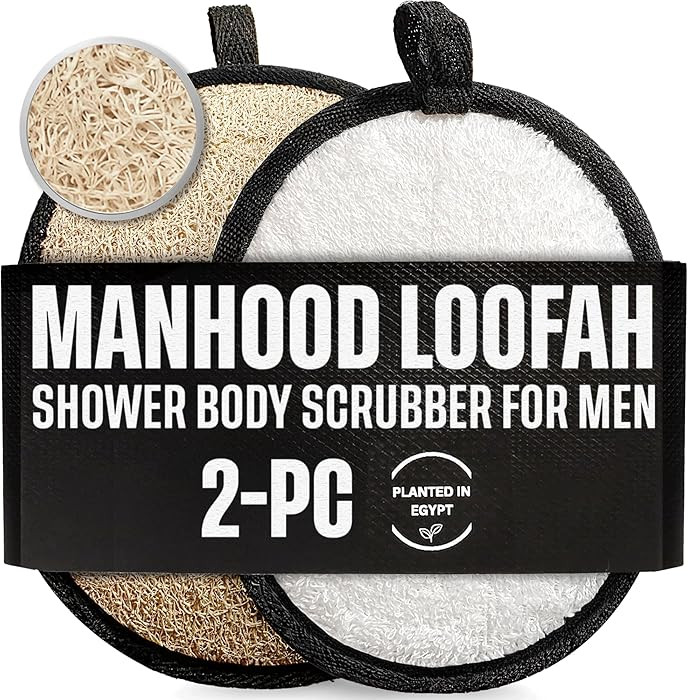 CraftsOfEgypt Natural Loofah Body Scrubber for Men, 2PCS Black & White Set – Egyptian Luffa Spo... | Amazon (US)