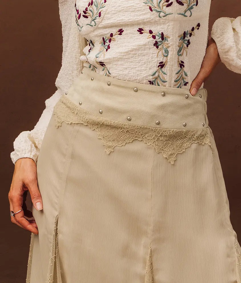 Studded Lace Maxi Skirt | Buckle