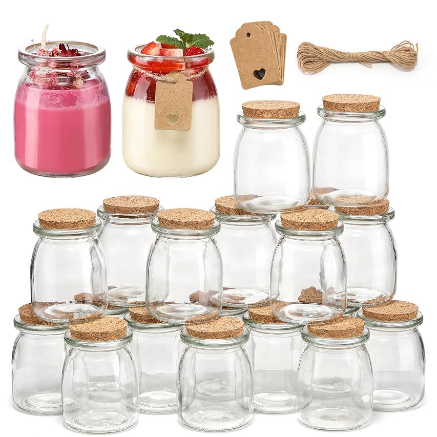 CUCUMI 12pcs 3.4oz Small Glass Favor Jars, 100ml Small Glass Bottles with Cork Lids, Mini Jars Milk  | Amazon (US)