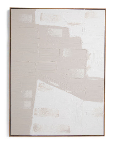 30x40 White On Grey Abstract Wall Art In Walnut Frame | TJ Maxx