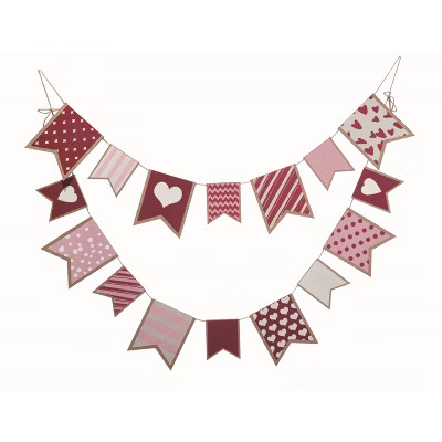 Transpac Wood 61 in. Multicolor Valentines Day Love and Hearts Banner | Target