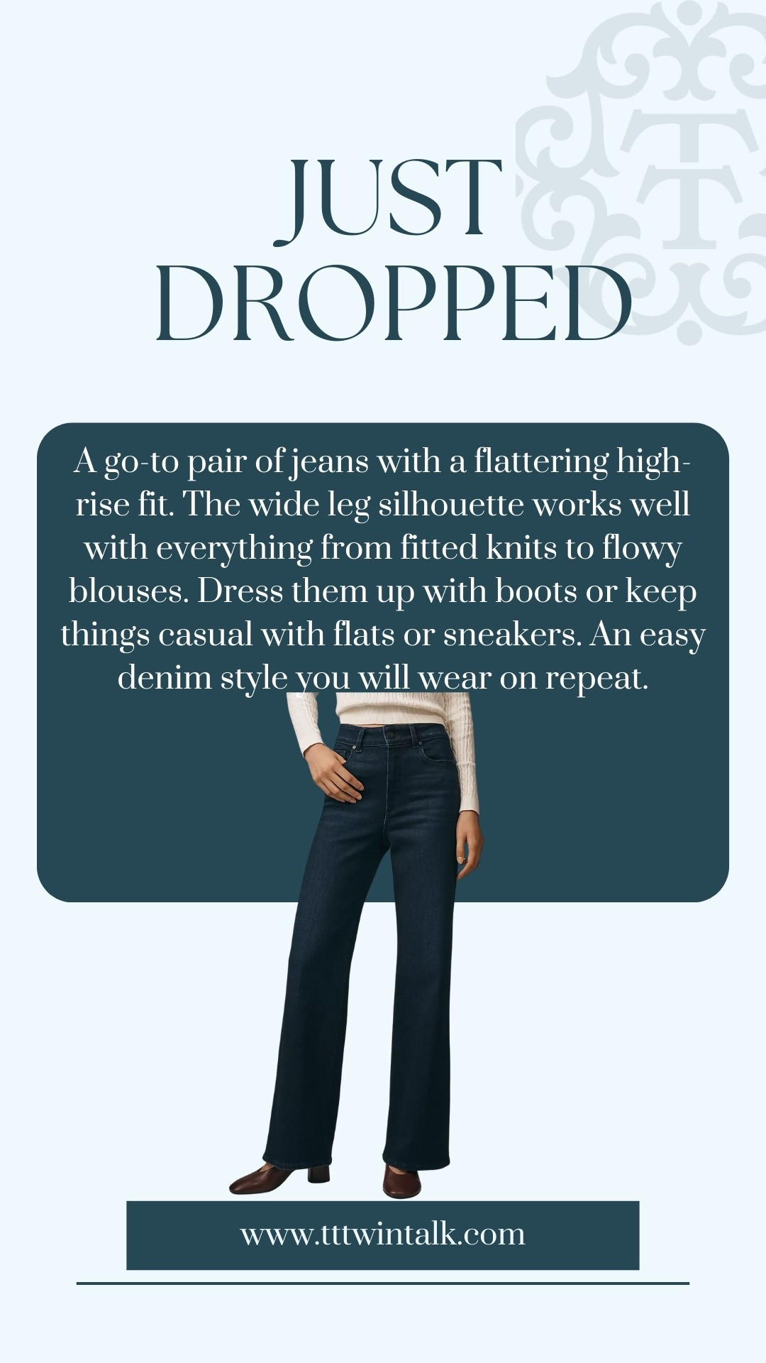 A go-to pair of jeans with a flattering high-rise fit. The wide leg silhouette works well with everything from fitted knits to flowy blouses. Dress them up with boots or keep things casual with flats or sneakers. An easy denim style you will wear on repeat.

#LTKOver40 #LTKSeasonal #LTKMidsize