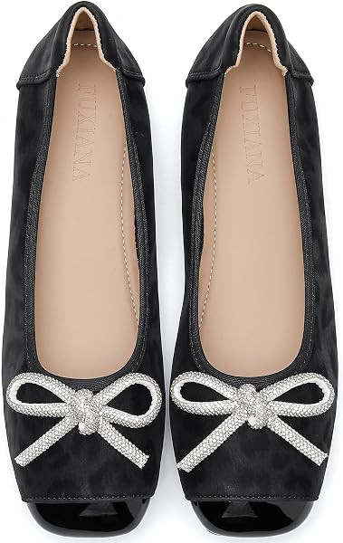 Leopard Ballet Flats for Women Square Toe Ballerina Flats Shoes | Amazon (US)