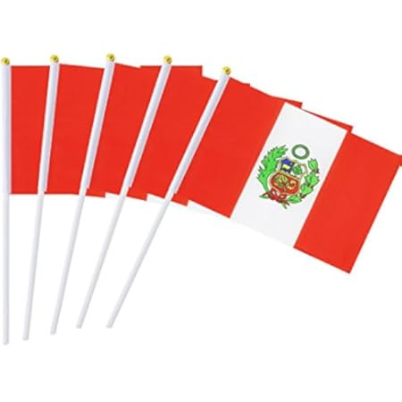 Kind Girl 25 Pack Hand Held Small Mini Flag Peru Flag Peruvian Flag Stick Flag Round Top National Co | Amazon (US)