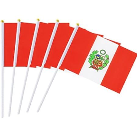 Kind Girl 25 Pack Hand Held Small Mini Flag Peru Flag Peruvian Flag Stick Flag Round Top National Co | Amazon (US)