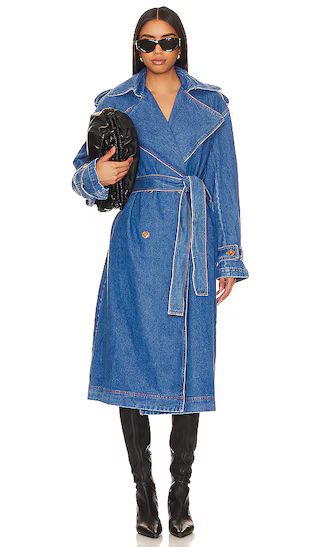 Oversized Denim Trench Coat in Vintage | Revolve Clothing (Global)