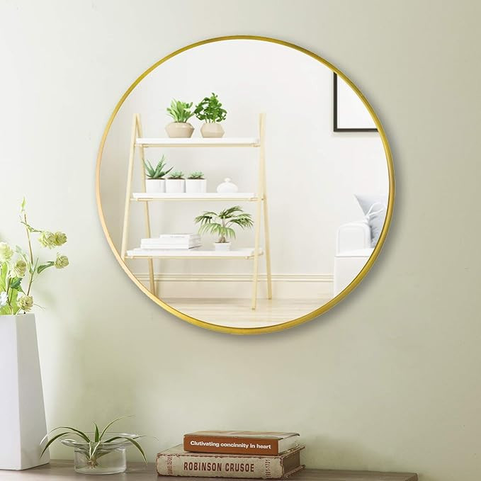Beauty4U 20" Wall Circle Mirror Large Round Gold Farmhouse Circular Mirror for Wall Decor Big Bat... | Amazon (US)