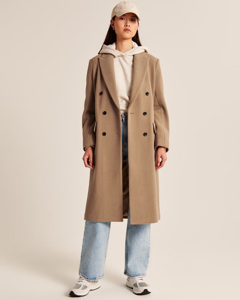 Women's Double-Breasted Wool-Blend Dad Coat | Women's Coats & Jackets | Abercrombie.com | Abercrombie & Fitch (US)