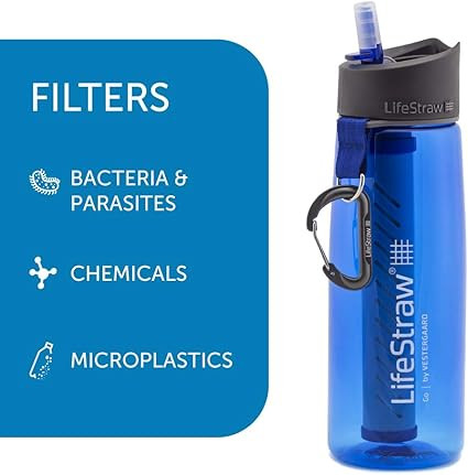 LifeStraw Go Water Filter Bottle with 2-Stage Integrated Filter Straw for Hiking, Backpacking, an... | Amazon (US)