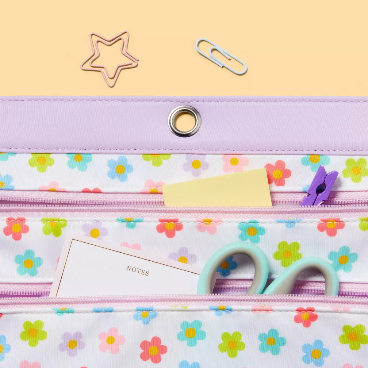 Dual Zip Binder Pencil Pouch Daisy - up&up™ | Target