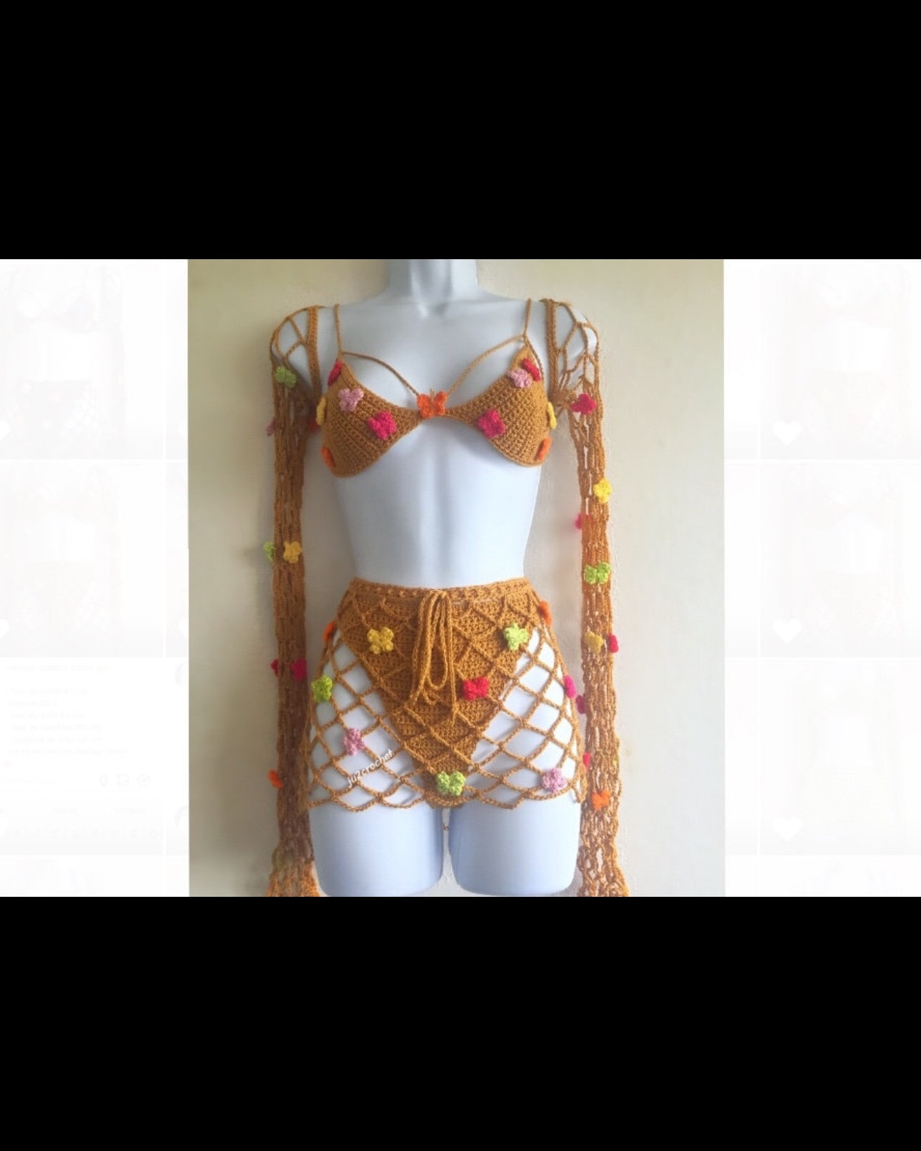 Channel earth goddess energy in this handmade brown crochet fairy set 🌸🧚‍♀️ Featuring a floral-sleeved crop top and matching skirt, this boho co-ord is perfect for festivals, summer gatherings, and ethereal daydreaming. Soft, breathable yarn meets magical fairycore vibes for a one-of-a-kind outfit that flows with your spirit. Ideal for barefoot dancing, sunset lounging, or cottagecore escapes. ✨🌿