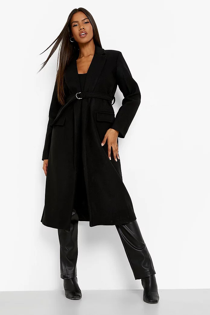 Belted Wool Look Robe Coat | Boohoo.com (US & CA)
