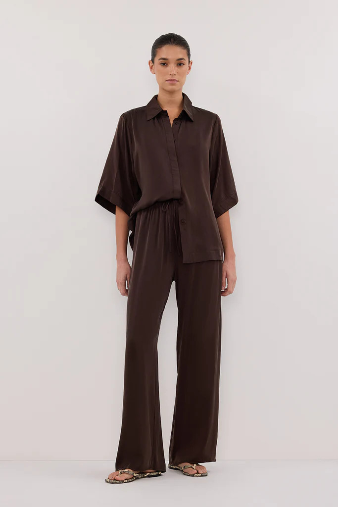 PERCY BITTER CHOC SILK SHIRT | DISSH