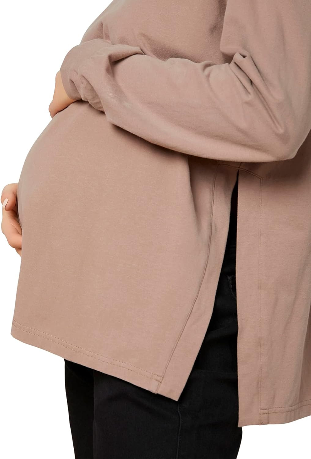 MakeMeChic Women's Maternity T-Shirt Long Sleeve Split Side Pregnancy Tee Tops | Amazon (US)