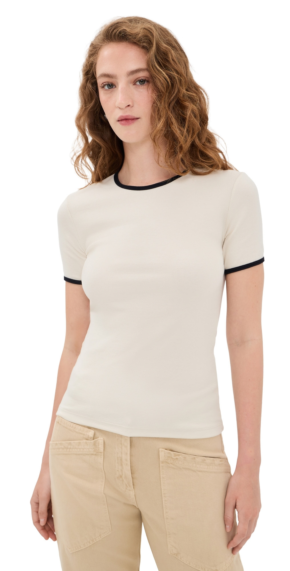 La Ligne Ringer Le'Rib Tee Cream/Black L | Shopbop