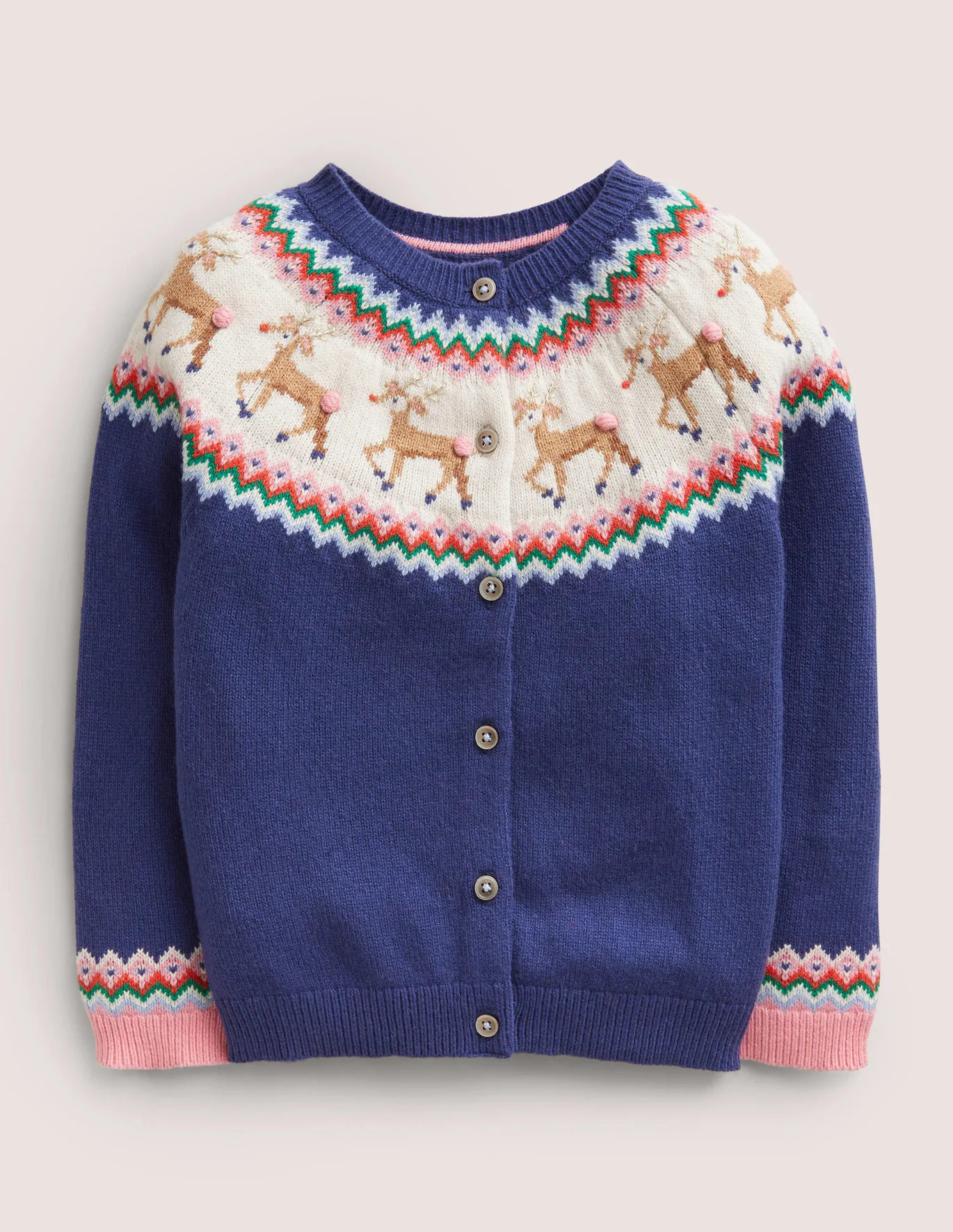 Navy Reindeer Fair Isle Christmas Cardigan - Navy Reindeers | Boden (US)