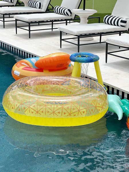 I just saw that some of our favorite pool floats and pool toys are currently on sale for Target Circle week and are great prices! I wanted to share because I have had a lot of you guys interested in what we have in our pool. All of these are so fun! 

Target Circle week, Sun Squad pool floats, Sun Squad pool toys, Pineapple float, basketball hoop float, orange float, leopard float 