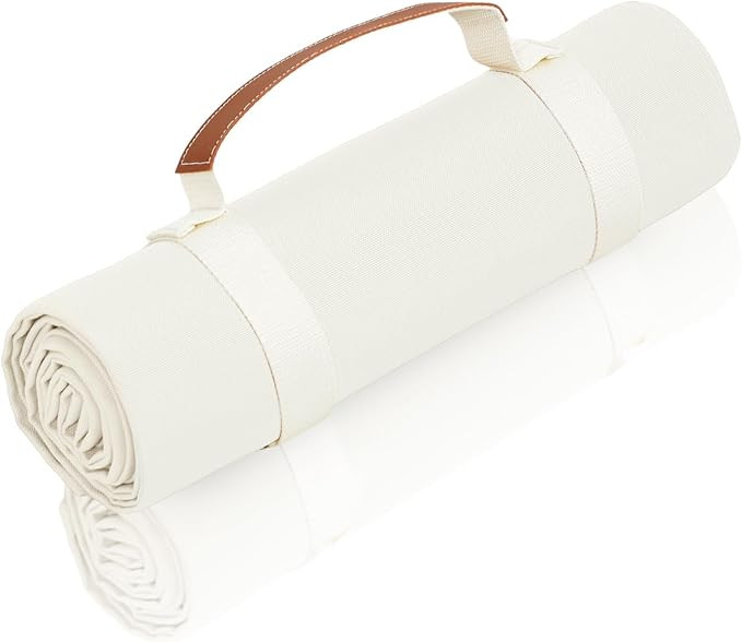 White Picnic Blanket & Beach Mat – Canvas, Machine Washable, Large 4’9” × 6’3” | Amazon (US)