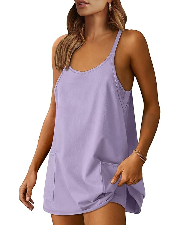 ANRABESS Women Athletic Dress Summer Tennis Workout Active Sports Mini Romper Dress Built in Shor... | Amazon (US)