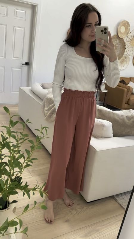 Boho high waisted pants for the perfect spring cozy outfit! I am wearing size small in the color ROSEATE. Square neck fitted ribbed long sleeve pairs perfect. I am wearing color white in size small. 



#LTKSeasonal #LTKstyletip #LTKfindsunder50