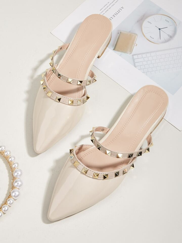 Women Studded Decor Flat Mules, Fashion Outdoor Flats | SHEIN