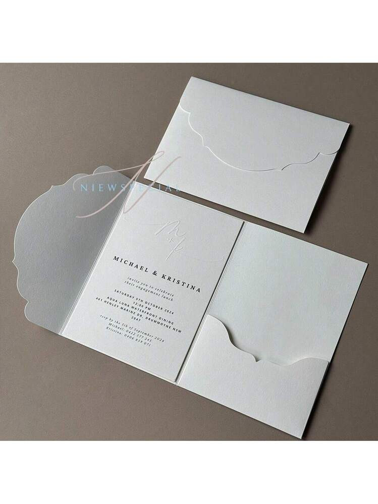 NIEWSPECIAL 10/20/25pcs Tri-Fold Pocket Wedding Invitation Covers, Engagement, 15th Birthday, Christening Simple Invitation Envelopes, DIY Invitations, 5*7 Inch Invitations, Pocket Invitations, Customized Invitations, New Design Covers | SHEIN