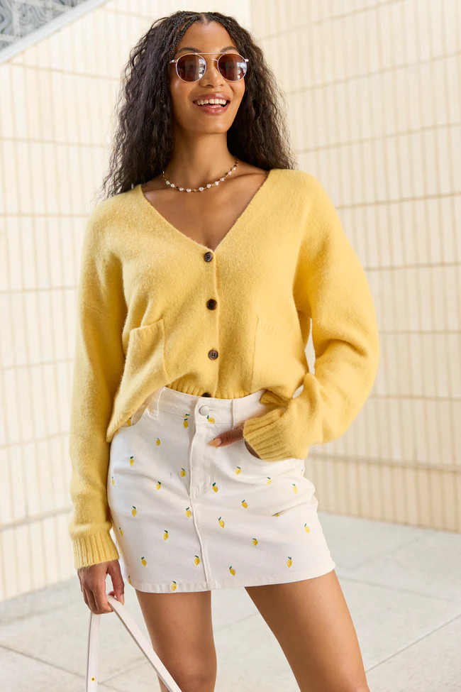 Kathryn Yellow Long Sleeve Cardigan | Pink Lily