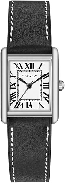 Rectangular Watch for Women with Vintage Roman Number and Leather Strap | Amazon (US)