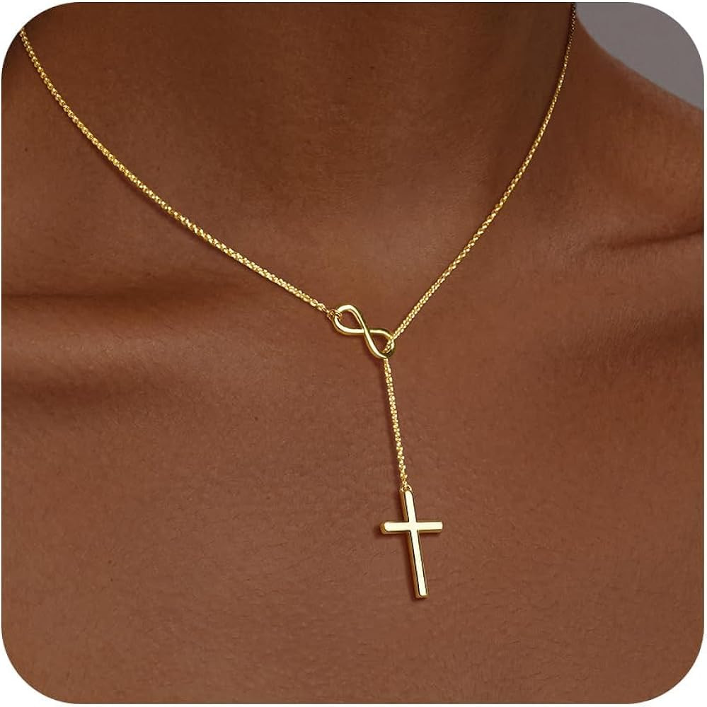 Christian Gifts for Women Cross Necklace for Women 14K Gold/Silver Plated Infinity Long Charm Nec... | Amazon (US)