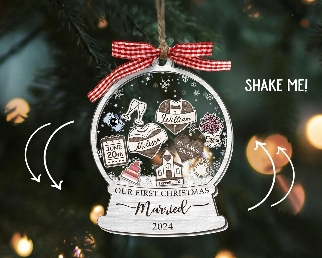 Our First Christmas Married Ornament 2024, Wedding Shaker Ornament, Engaged Christmas Ornament, J... | Etsy (US)