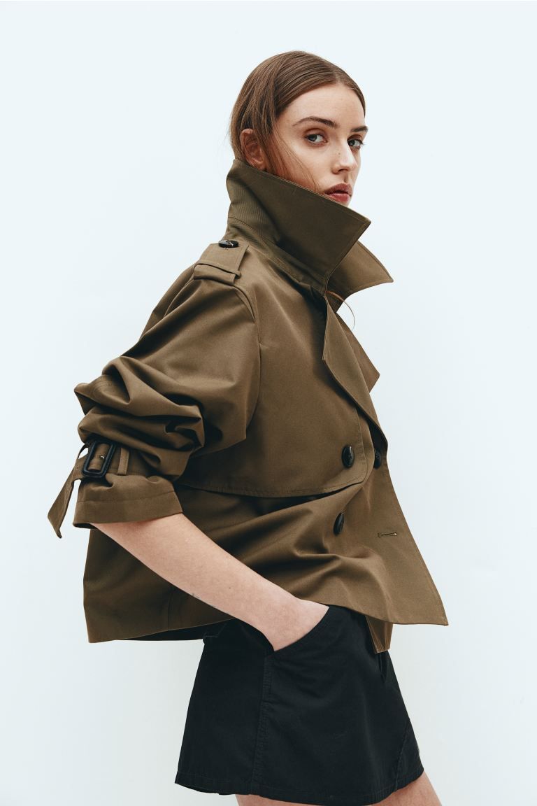 Trench-look Jacket - Dark khaki green - Ladies | H&M US | H&M (US + CA)
