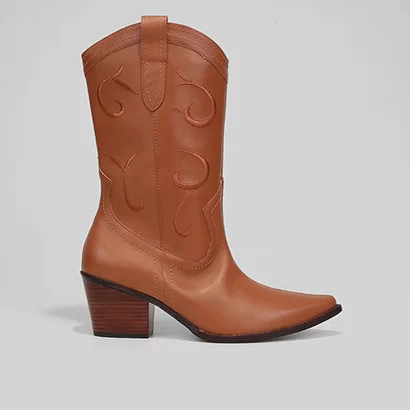 Bota Couro Cecconello Western Cano Médio Feminina - Feminino | Zattini (BR)