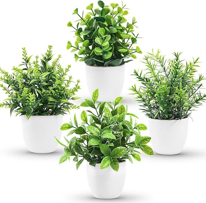 Der Rose Faux Plants Indoor, 4 Packs Small Fake Plants Mini Artificial Plants in Pots for Home Of... | Amazon (US)