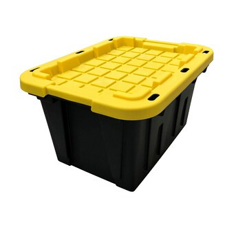 Project Source  Commander Medium 12-Gallons (48-Quart) Black and Yellow Heavy Duty Tote with Sta... | Lowe's