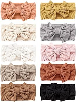 Niceye Pack of 10, Baby Girls Headbands with Bows Handmade Hair Accessories Stretchy Hairbands fo... | Amazon (US)