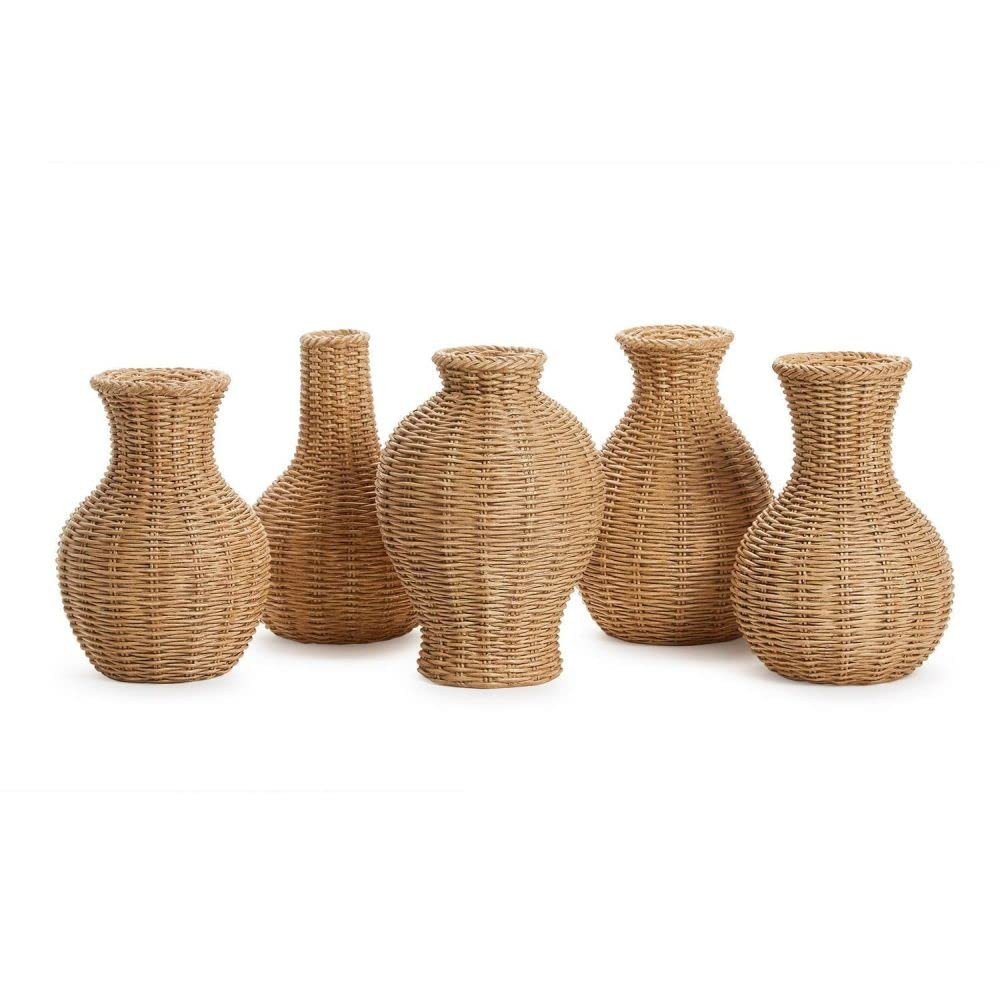 Two's Company Natural Beauties Set of 5 Basket Weave Pattern Vases - Resin | Amazon (US)