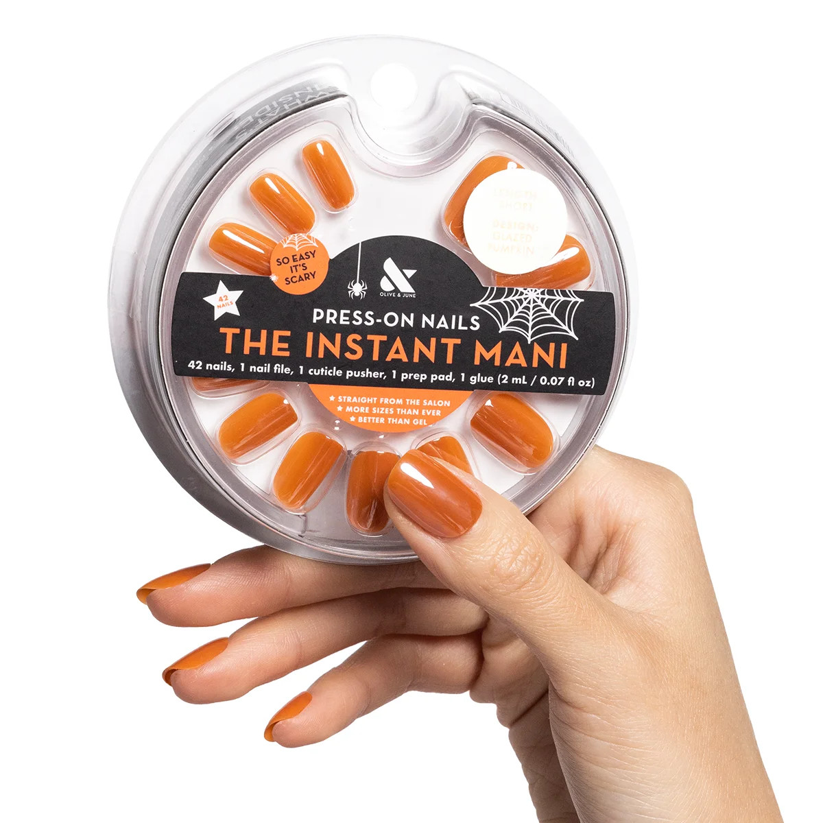 Olive & June Press Squoval Short, Glazed Pumpkin, 42 Ct | Walmart (US)